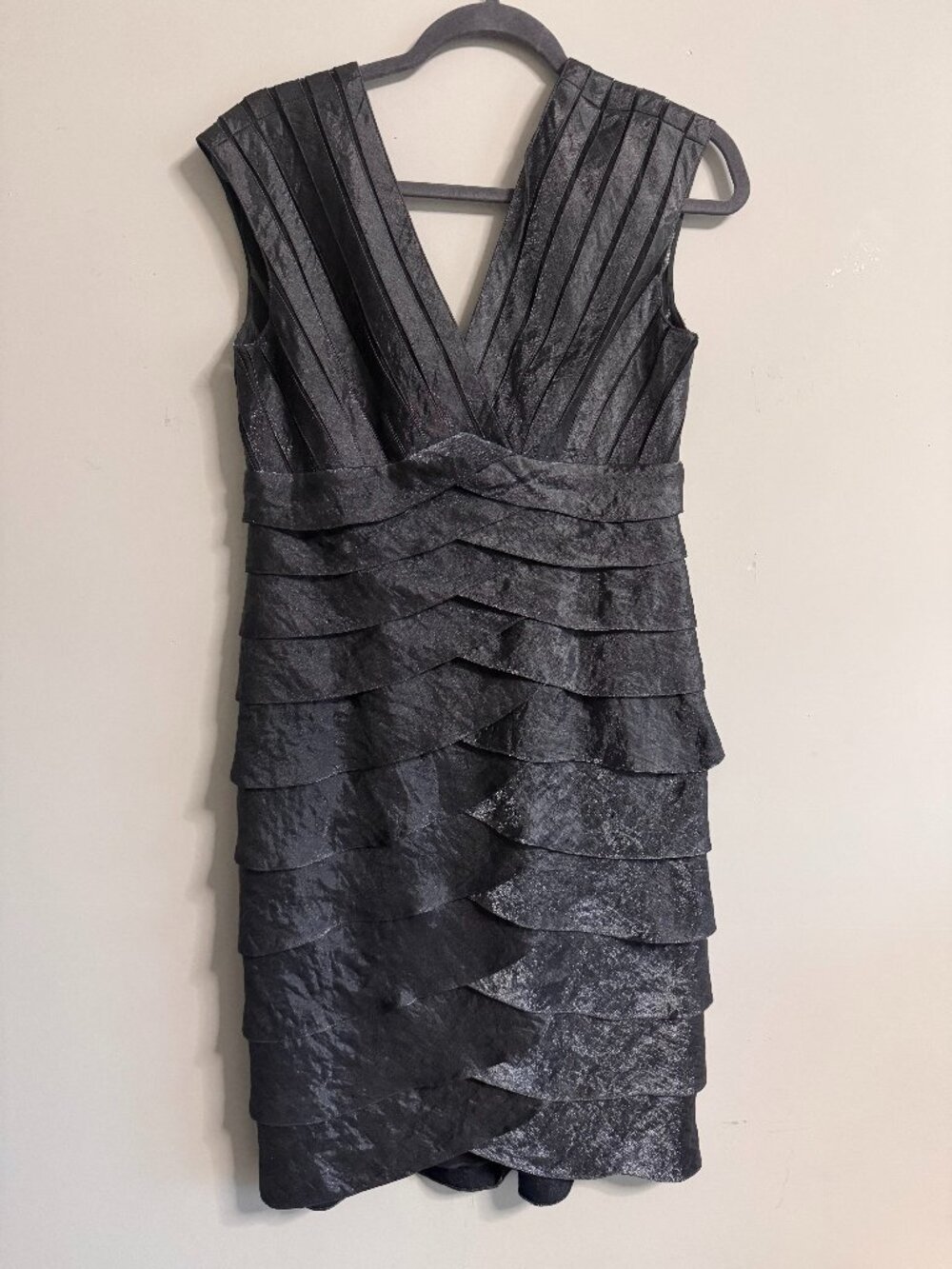 Adrianna Papell Dark‎ Gray Layered Cocktail Dress Size 10
